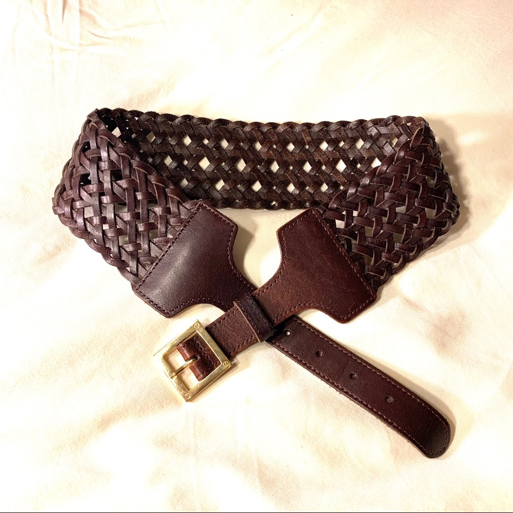 Tory Burch | Wide Woven Leather Belt